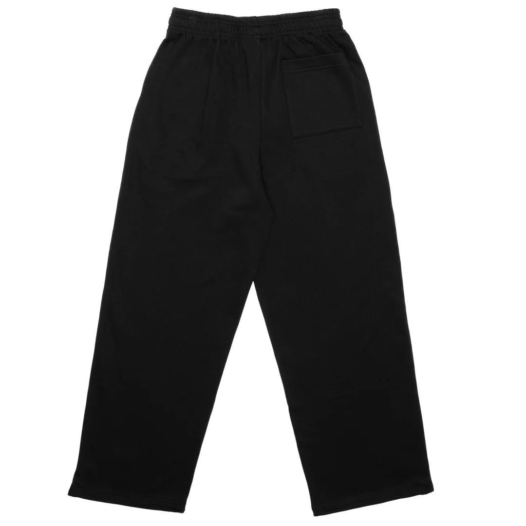 TYIC CURSIVE WIDE LEG SWEATPANTS - BLACK
