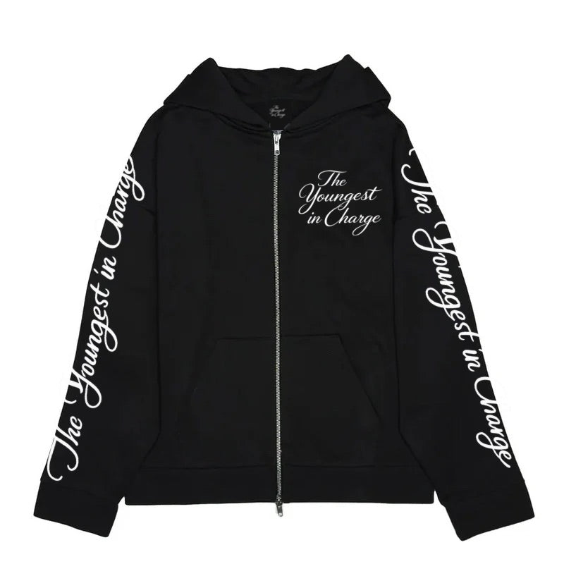 TYIC CURSIVE ZIP UP - BLACK