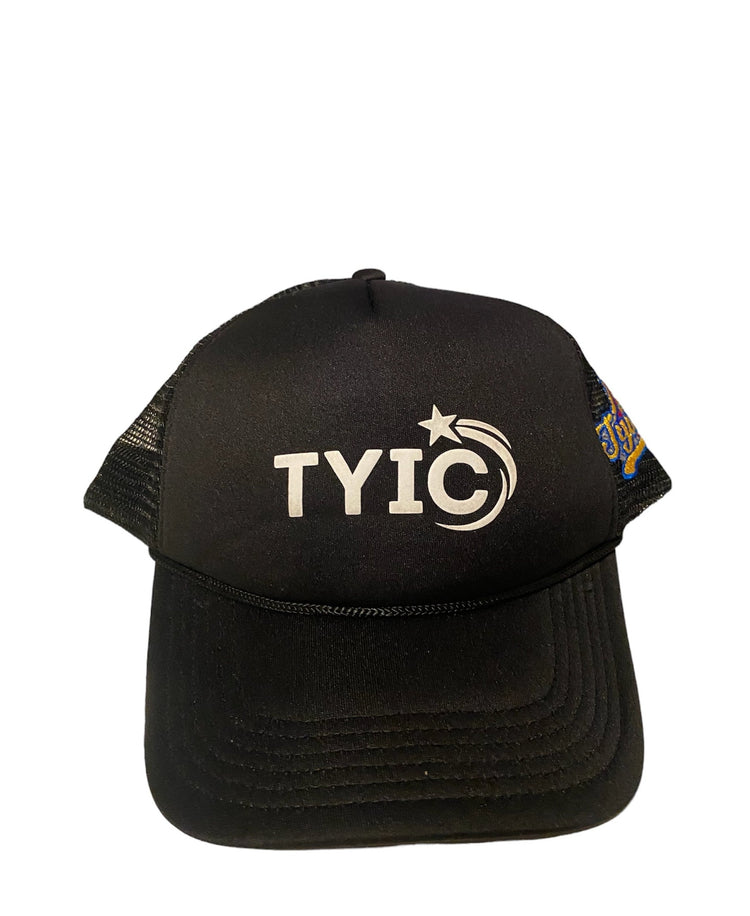 Black White Puff Print Trucker