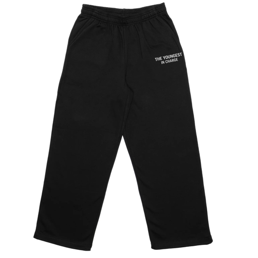 TYIC ESSENTIALS WIDE LEG SWEATPANTS - BLACK